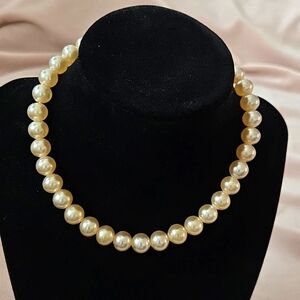 Vintage Large Faux Glass Pearls w/ Adjustable Length Marked Japan